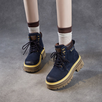 Women's Cowhide Fashion Ankle Motorcycle Boots