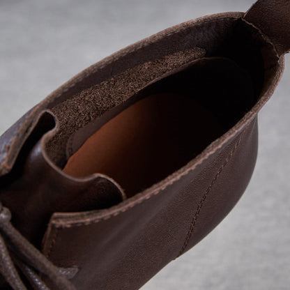 Women's Plain Leather Lace-up Casual Ankle Boots