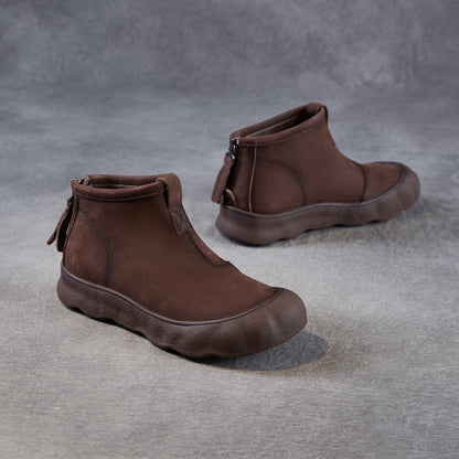 Women's Retro Leather Lug Sole Ankle Boots