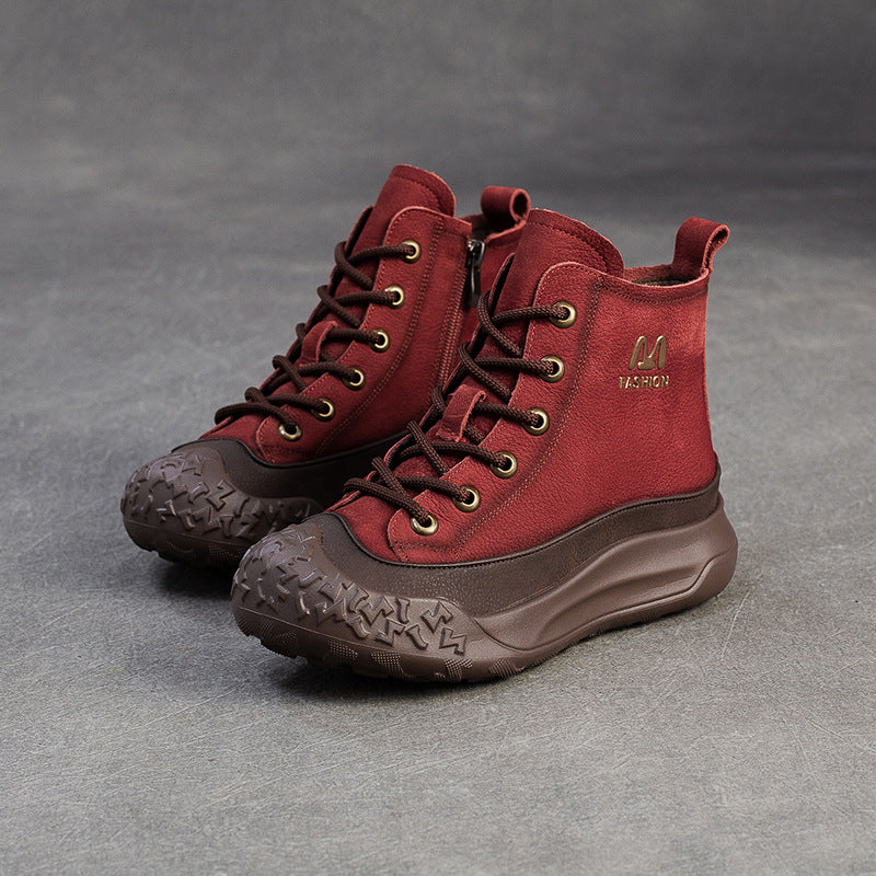 Women's Casual Fashion Leather Platform Boots-RAIIFY