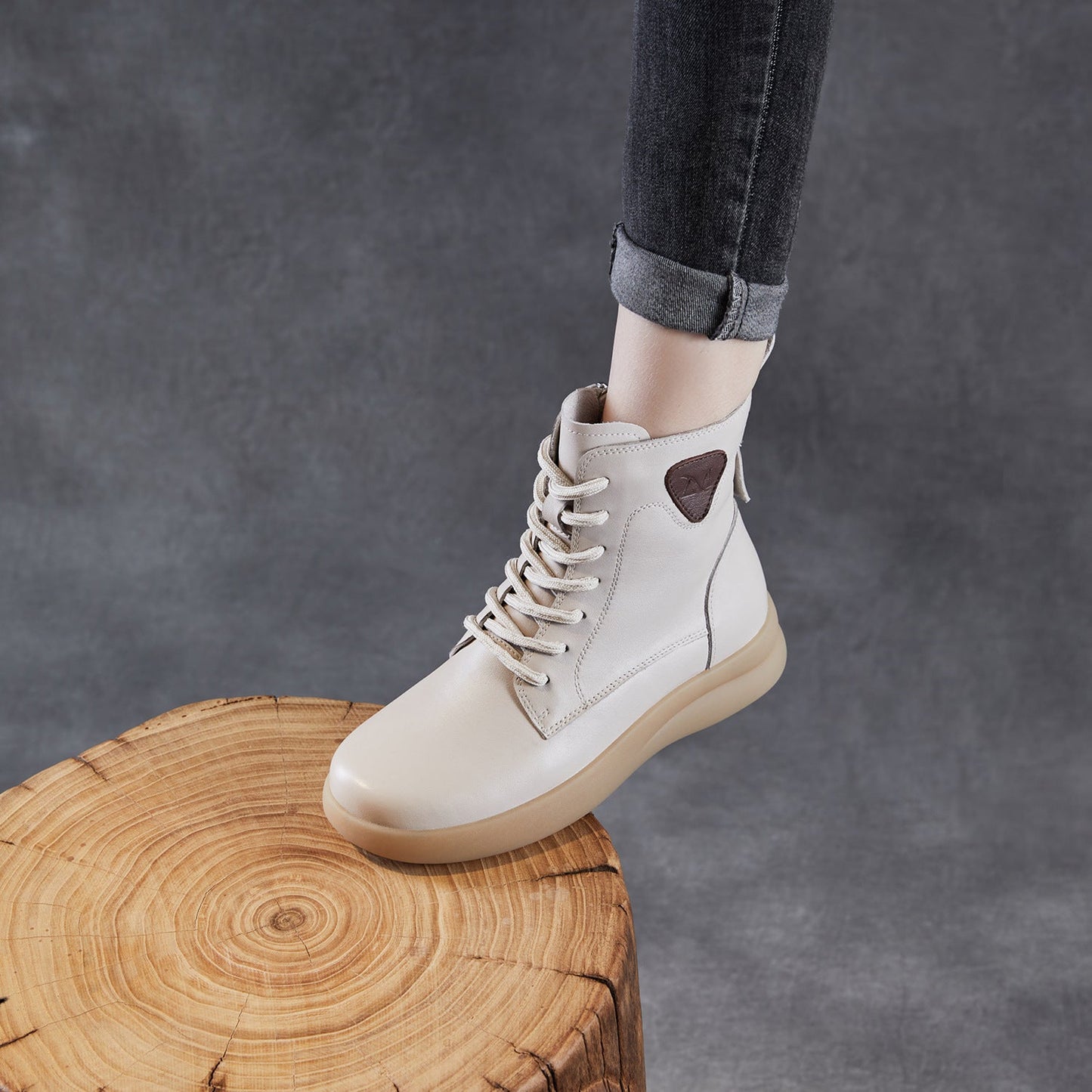 Women's Quilted Leather Flat Casual Ankle Boots