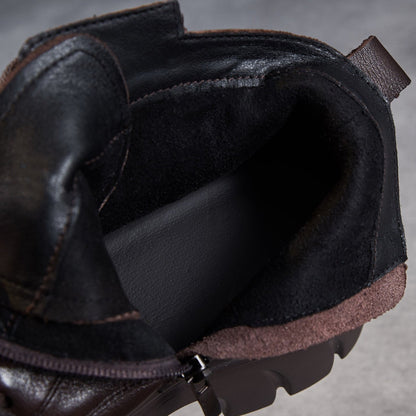 Women's Retro Leather Thick Soled Casual Ankle Boots