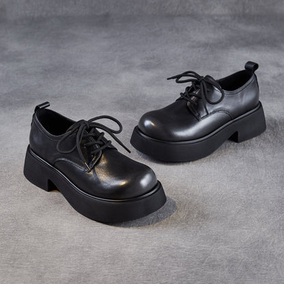 Women's Leather Platform Oxfords Casual Shoes