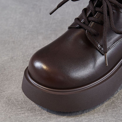 Women's Leather Platform Oxfords Casual Shoes