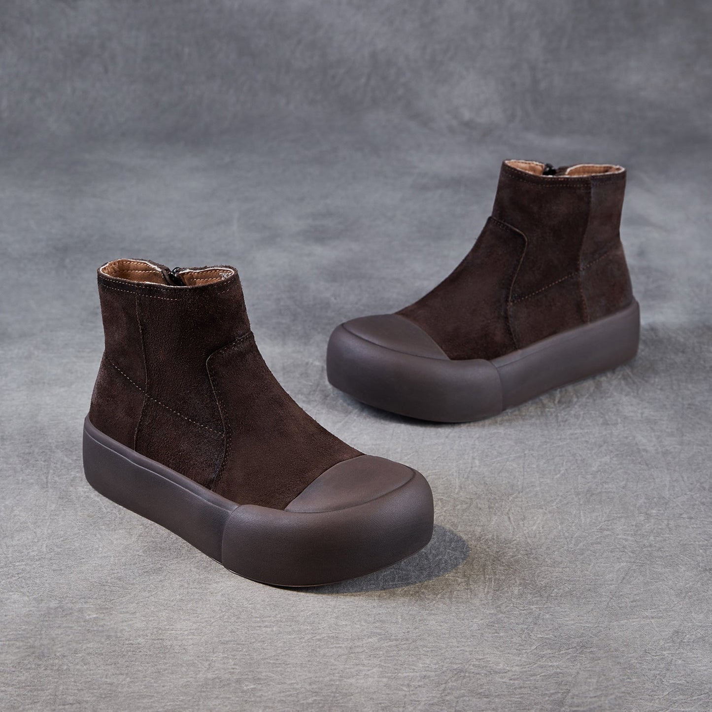 Women's Retro Minimalist Leather Platform Ankle Boots