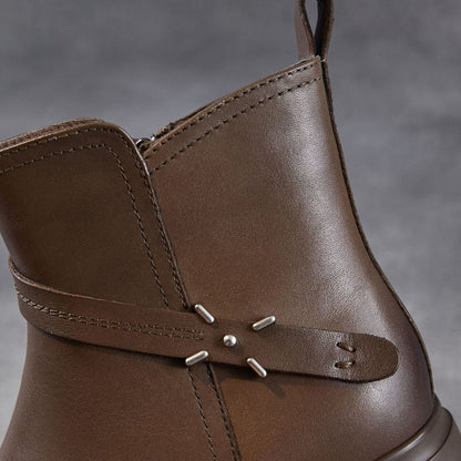 Women's Minimlist Leather Casual Ankle Boots