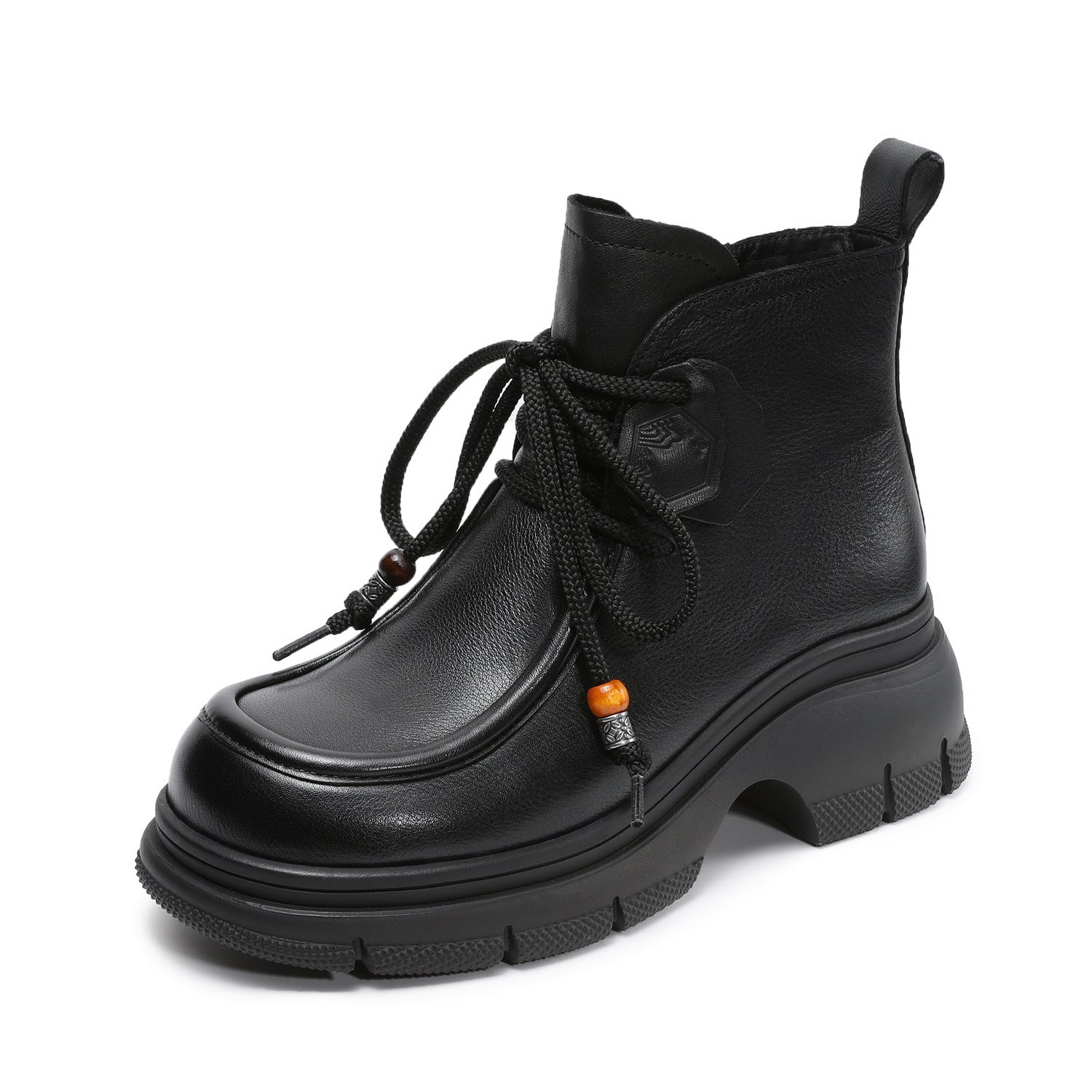 Women's Retro Leather Platform Casual Ankle Boots-RAIIFY