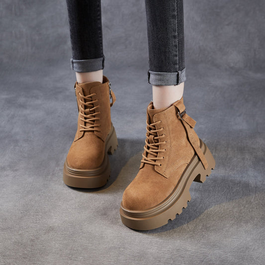 Women's Minimalist Plain Suede Platform Ankle Boots