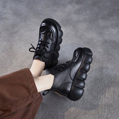Women's Soft Leather Chunky Platform Ankle Boots