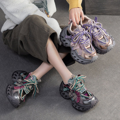 Women's Fashion Color Block Chunky Platform Sneakers