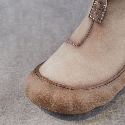 Women's Retro Leather Lug Sole Ankle Boots