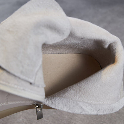 Women's Quilted Leather Flat Casual Ankle Boots