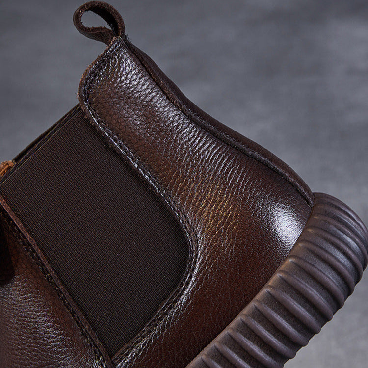 Women's Minimalist Leather Flat Ankle Boots