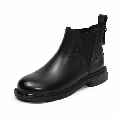 Women's Vintage Leather Slip-on Ankle Boots-RAIIFY