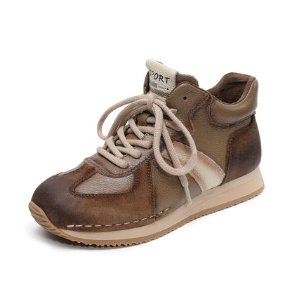 Women's Retro Quilted Leather High Top Casual Sneakers-RAIIFY