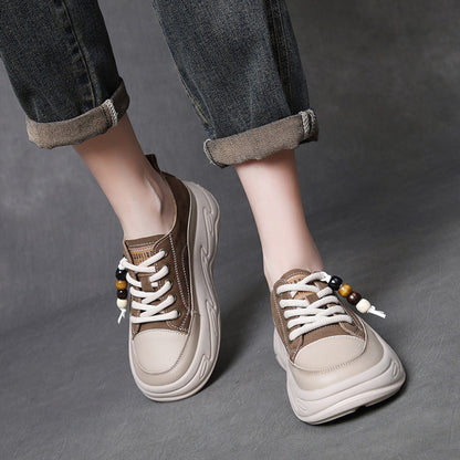 Women's Fashion Leather Platform Casual Shoes