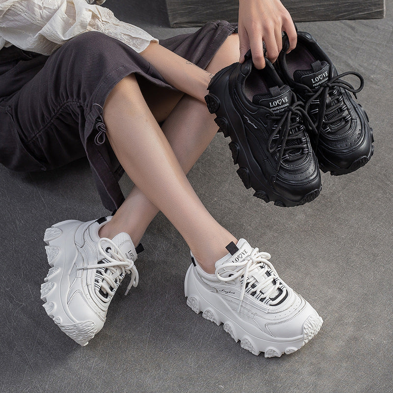 Women's Fashion Quilted Leather Platform Sneakers