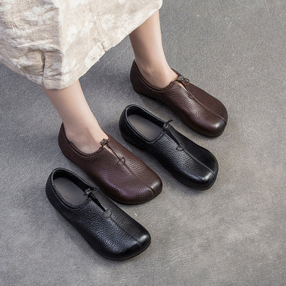 Women's Minimalist Retro Plain Leather Casual Flats