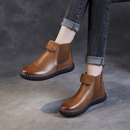 Women's Minimalist Leather Flat Ankle Boots