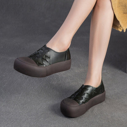 Women's Vintage Leather Slip-on Platform Casual Shoes