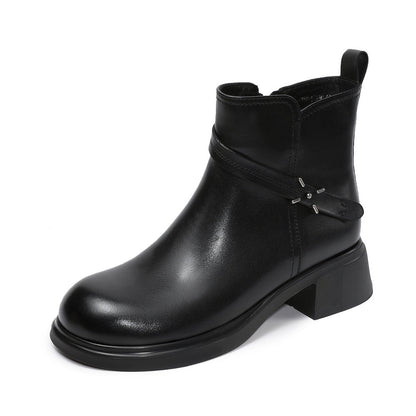 Women's Minimlist Leather Casual Ankle Boots-RAIIFY