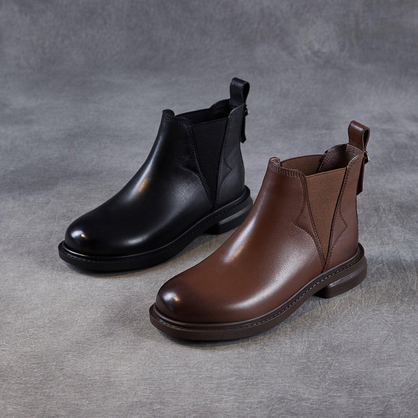 Women's Vintage Leather Slip-on Ankle Boots