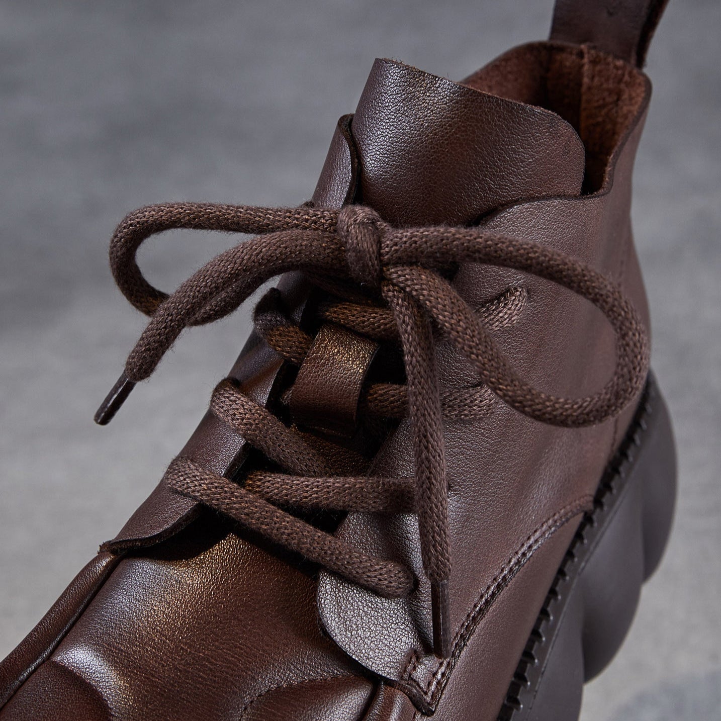 Women's Soft Leather Chunky Platform Ankle Boots