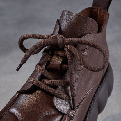 Women's Soft Leather Chunky Platform Ankle Boots