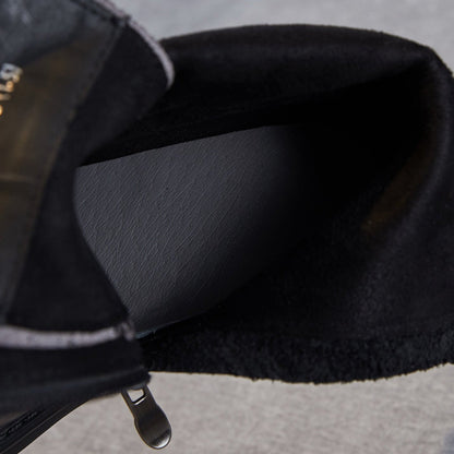 Women's Retro Plain Leather Buckle Ankle Boots