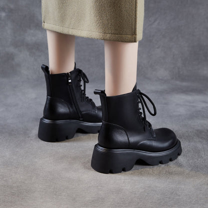 Women's Vintage Classic Leather Platform Boots