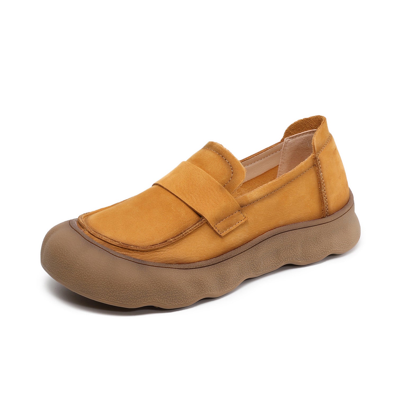 Women's Vintage Plain Leather Comfort Casual Loafers-RAIIFY