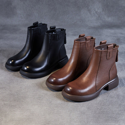 Women's Minimalist Plain Leather Casual Ankle Boots