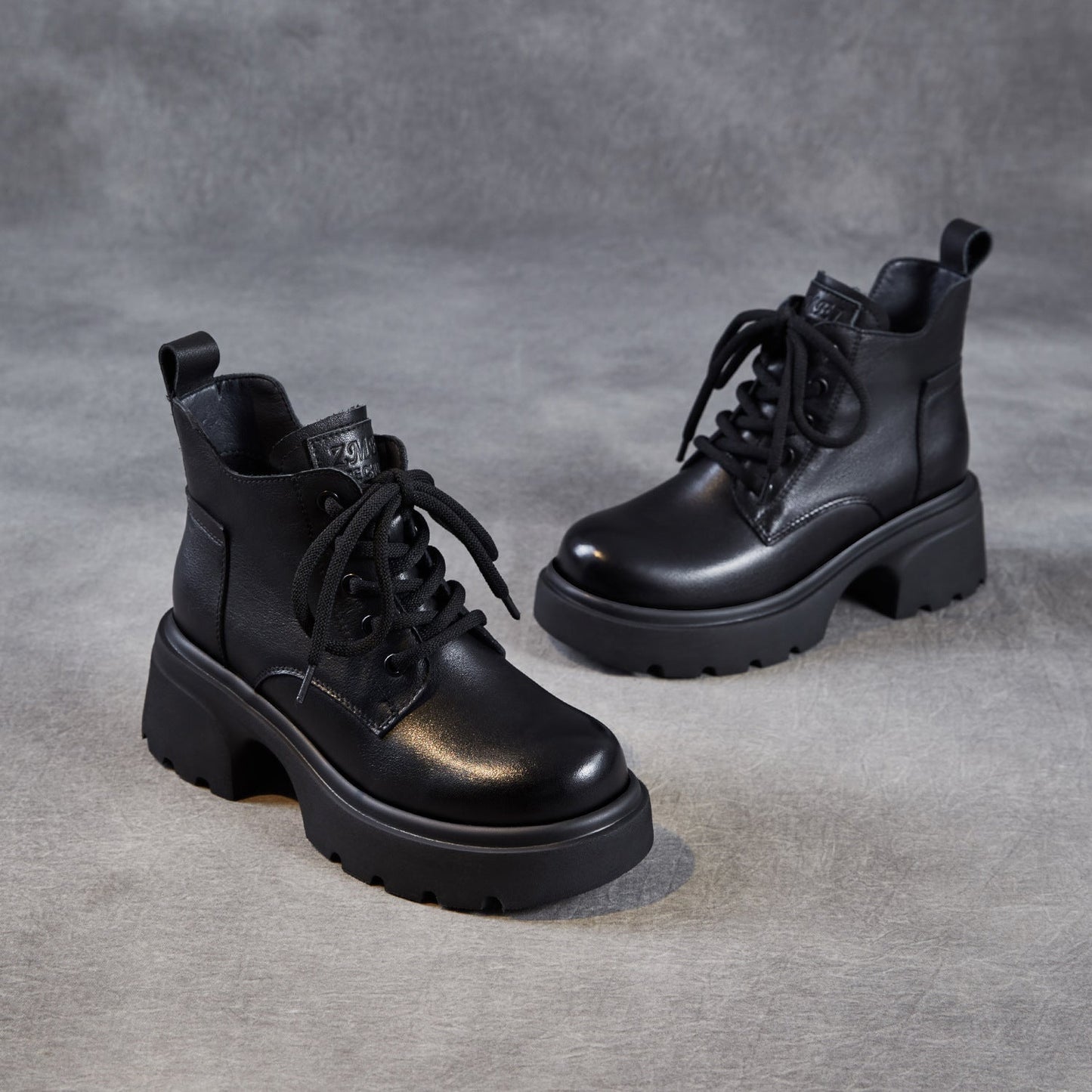 Women's Retro Leather Comfort Platform Ankle Boots