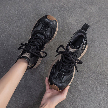 Women's Fashion Color-Blocked Flat Ankle Boots