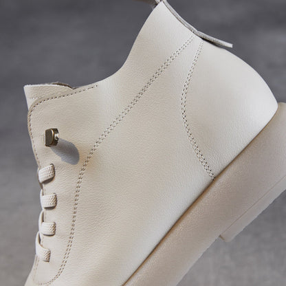 Women's Minimalist Soft Leather Flat Ankle Boots