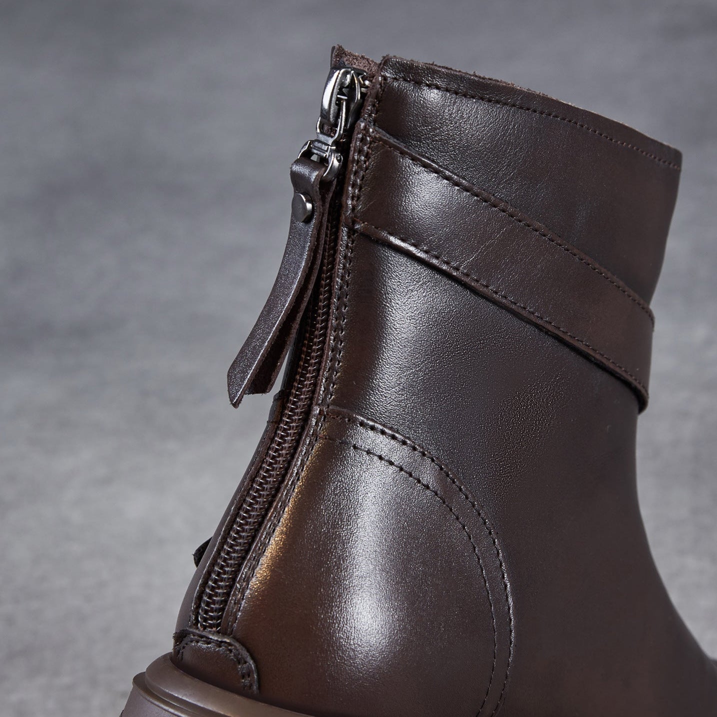 Women's Vintage Leather Buckle Strap Ankle Boots