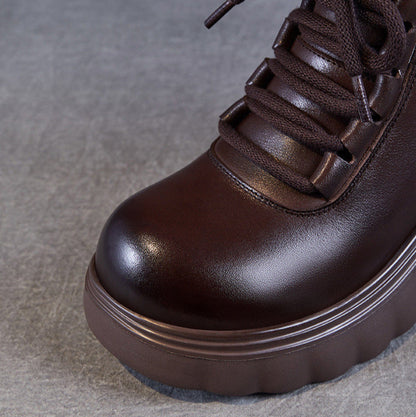 Women's Retro Minimalist Leather Chunky Heel Ankle Boots