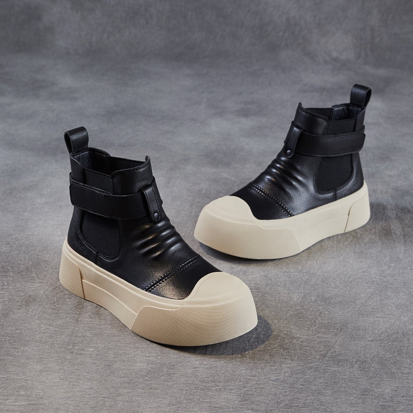 Women's Plain Leather Casual Ankle Boots