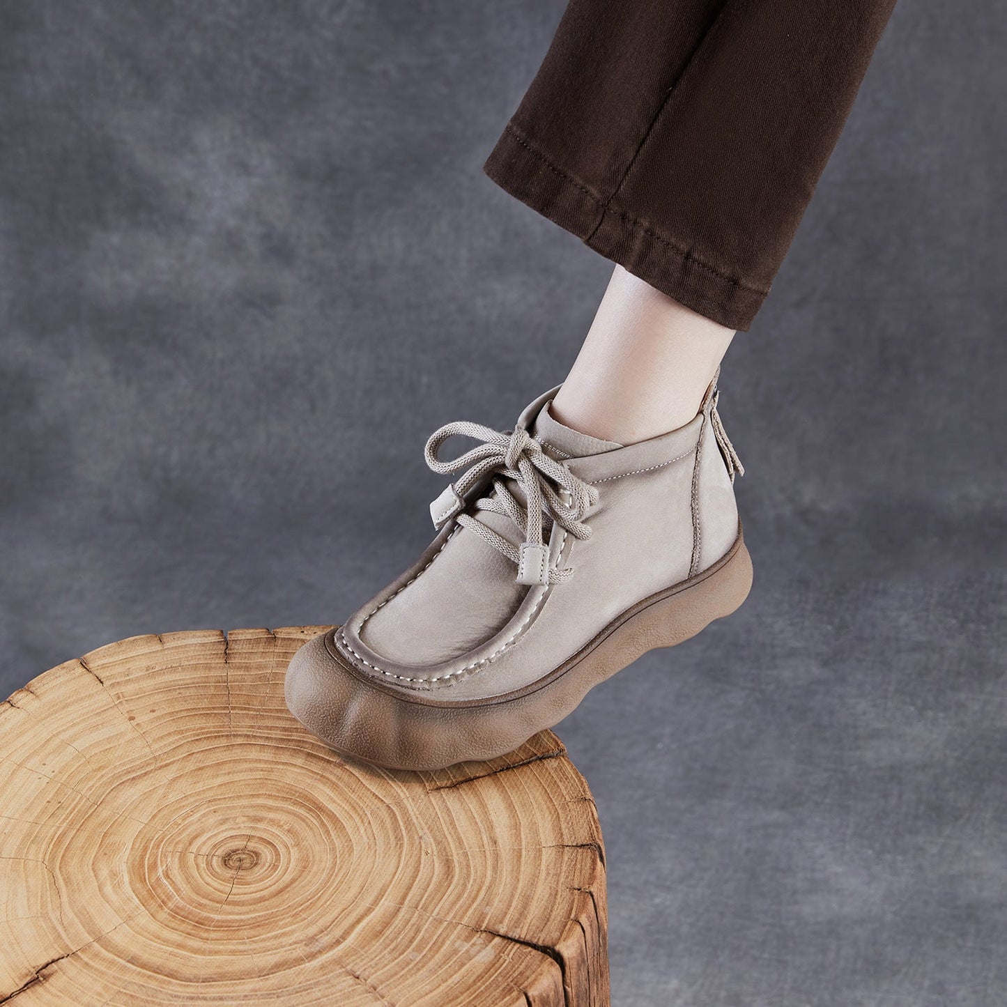 Women's Vintage Leather Casual Flat Ankle Boots