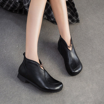 Women's Vintage Soft Leather Flat Ankle Boots