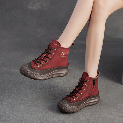 Women's Casual Fashion Leather Platform Boots