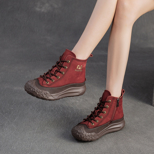 Women's Casual Fashion Leather Platform Boots