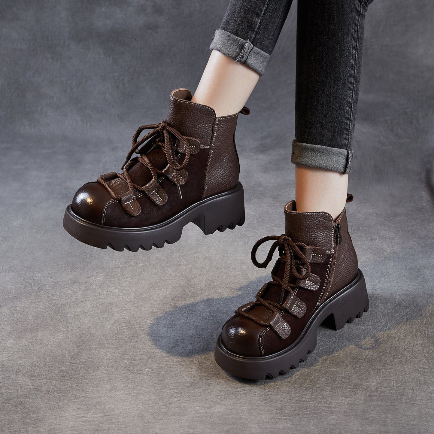 Women's Vintage Quilted Leather Casual Ankle Boots