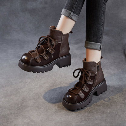Women's Vintage Quilted Leather Casual Ankle Boots
