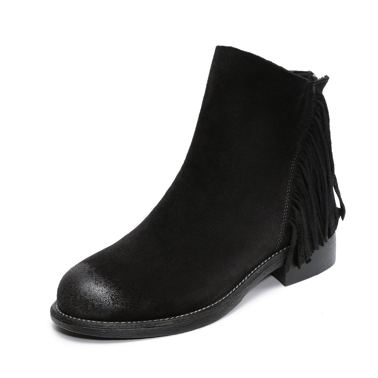Women's Retro Plain Suede Tassels Ankle Boots-RAIIFY