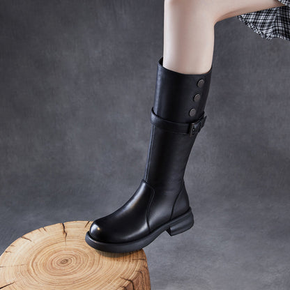 Women's Plain Soft Cowhide Comfort Riding Boots