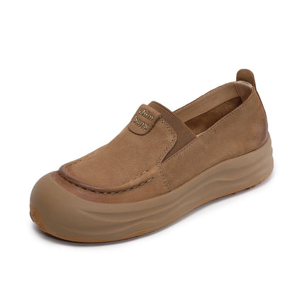Women's Retro Suede Leather Slip-on Loafers-RAIIFY