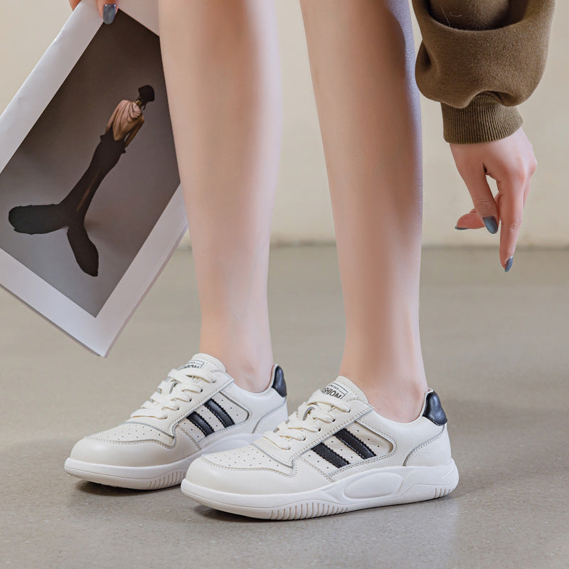 Women's Breathable Leather Comfort Court Sneakers