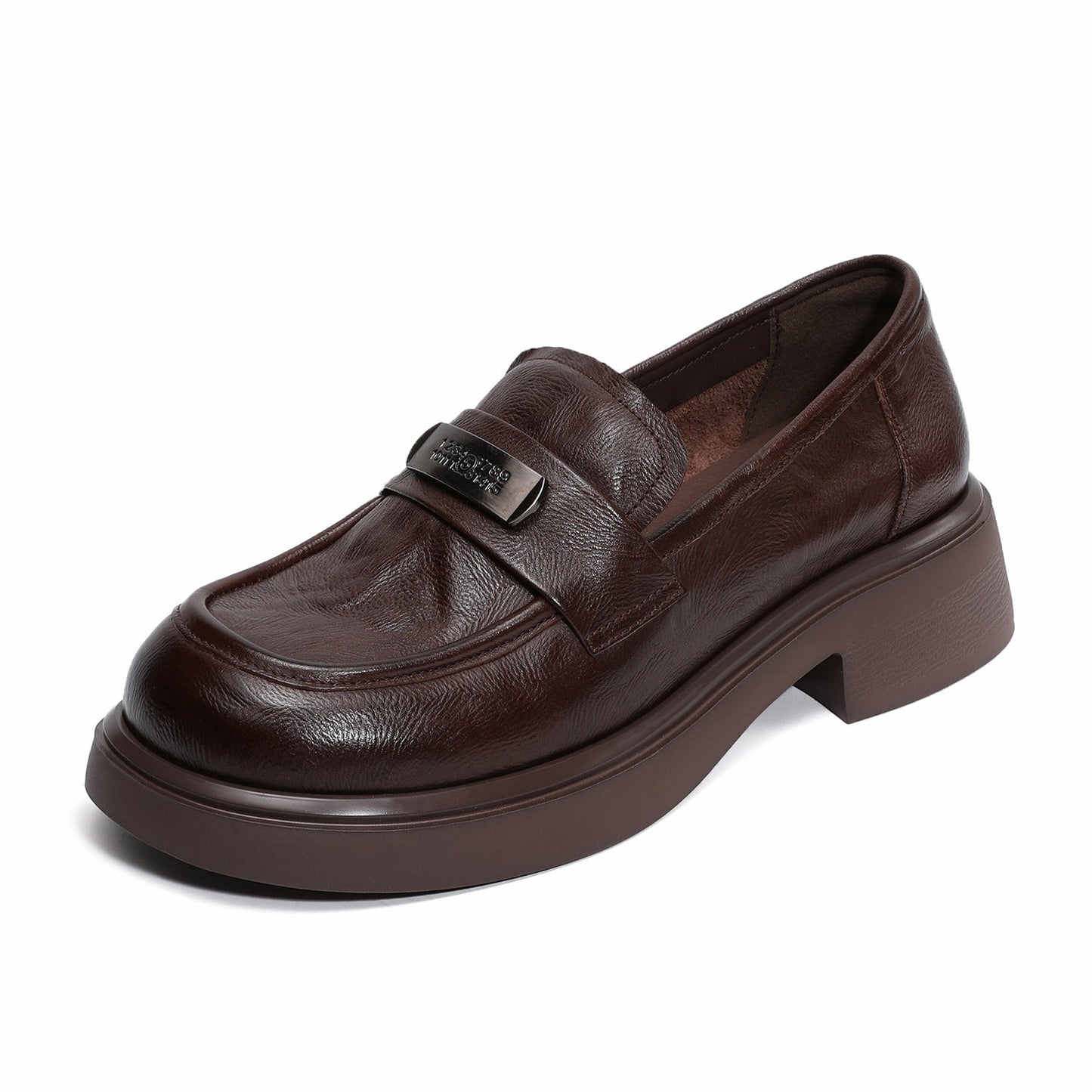 Women's Vintage Plain Leather Casual Loafers-RAIIFY