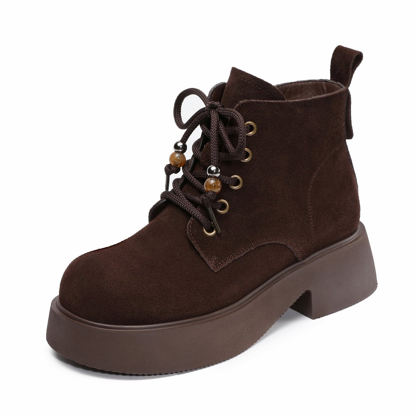 Women's Retro Plain Suede Platform Ankle Boots-RAIIFY